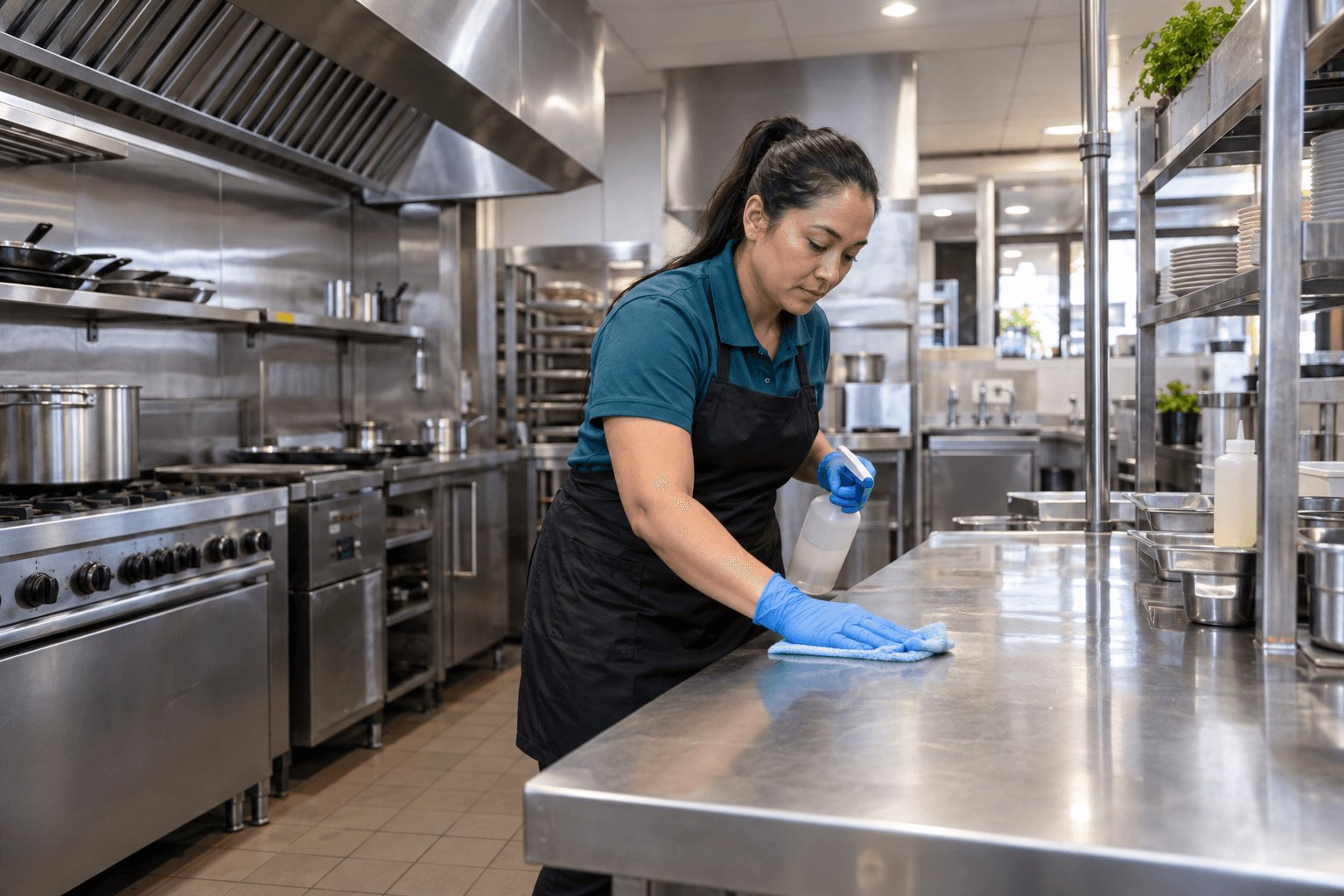 Professional hospitality kitchen cleaning