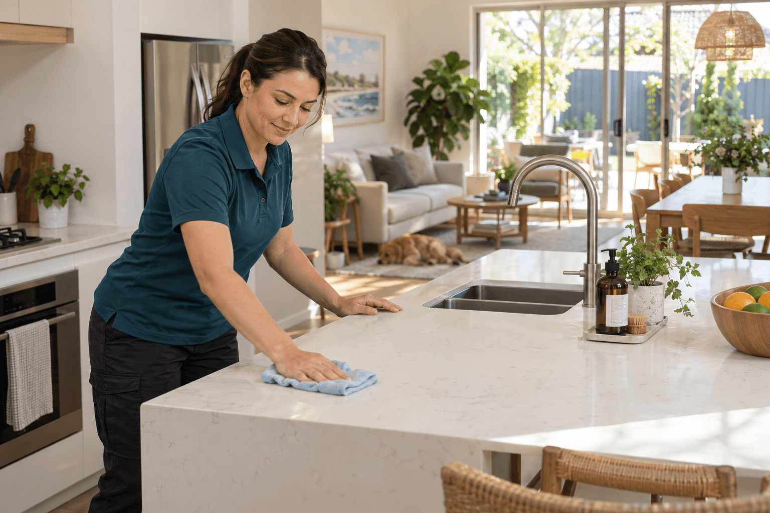 Professional cleaner caring for a Perth home
