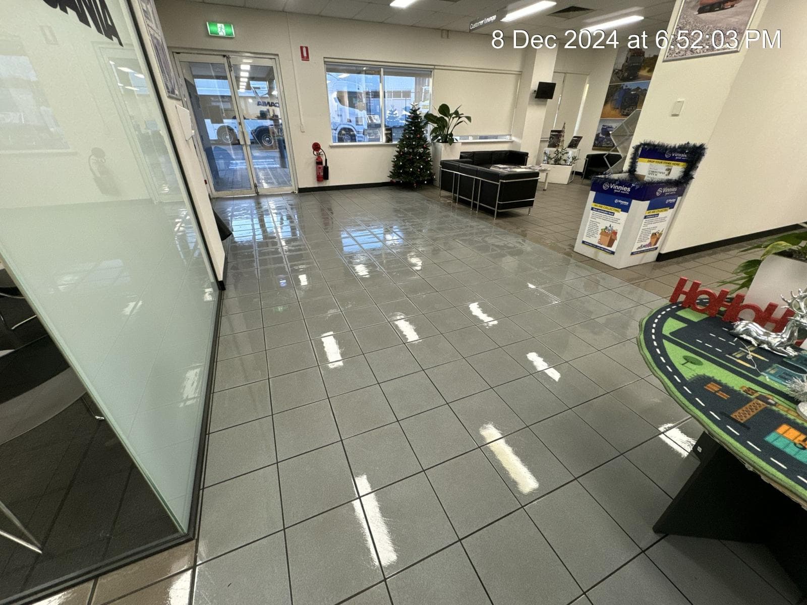 Commercial tiled floor after cleaning