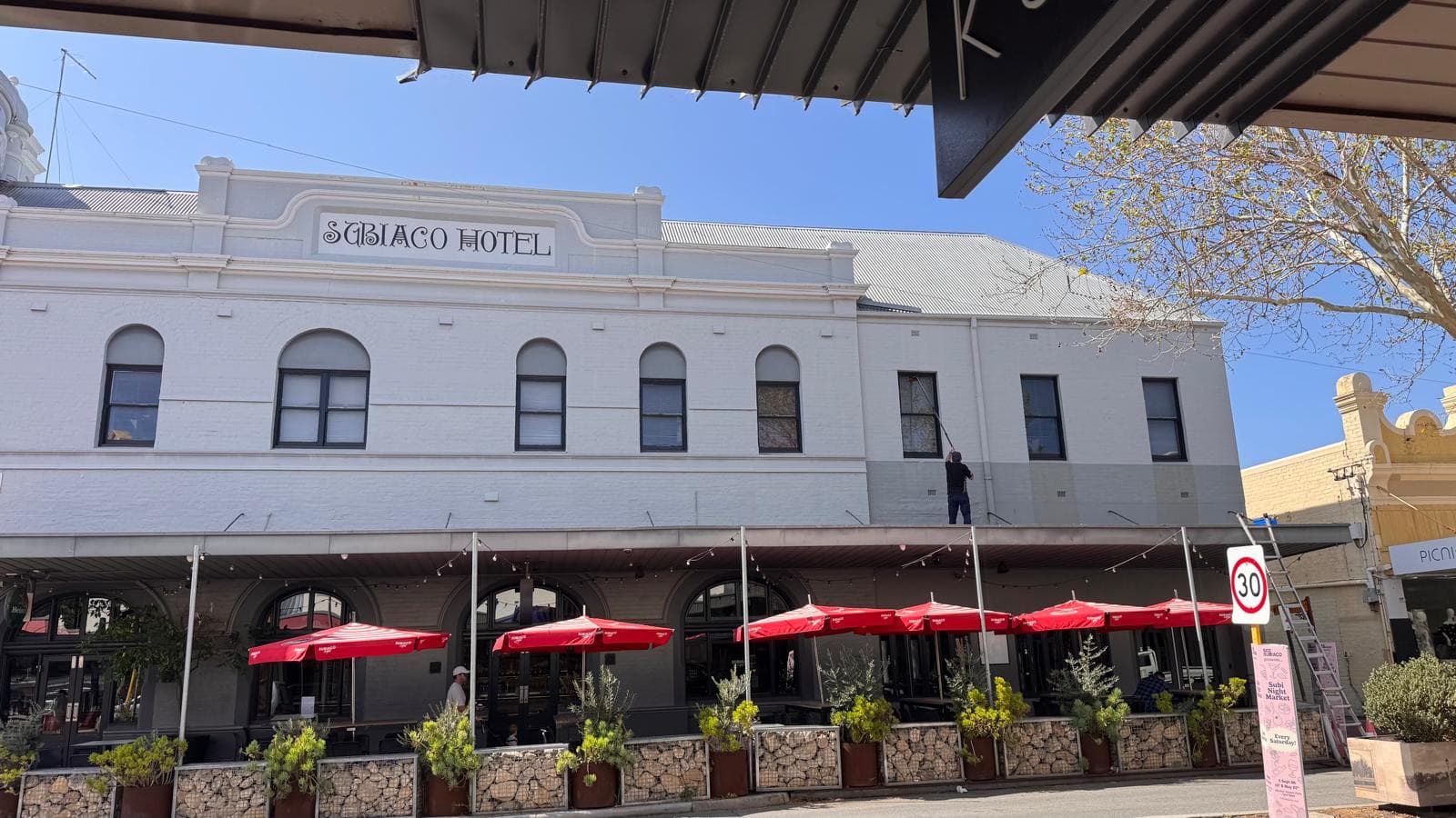 Metrocare window cleaning project at the Subiaco Hotel